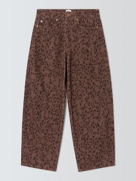 AND/OR Leopard Print Mid Rise Barrel Leg Jeans, Leopard/Multi, Leopard Multi
