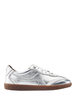 Moda in Pelle Brioni Leather Lace Up Trainers, Silver, Silver