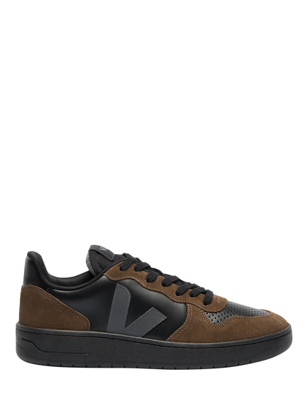 VEJA Suede Panel Leather Lace Up Trainers, Black Eagle, Black Eagle