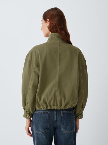 AND/OR Pure Cotton High Neck Pocket Utility Jacket, Khaki - view 2, Khaki