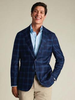 Charles Tyrwhitt Check Half Canvas Wool Blazer, French Navy, French Navy