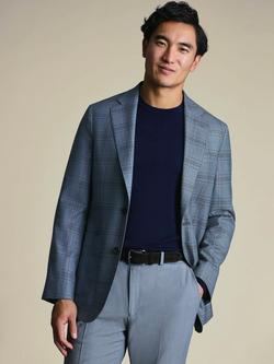 Charles Tyrwhitt Check Half Canvas Wool Blazer, Mid Blue, Mid Blue
