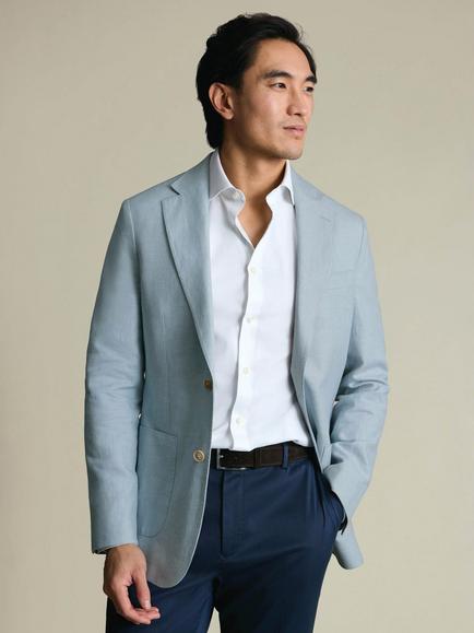 Charles Tyrwhitt Linen Blend Blazer, Ice Blue, Ice Blue