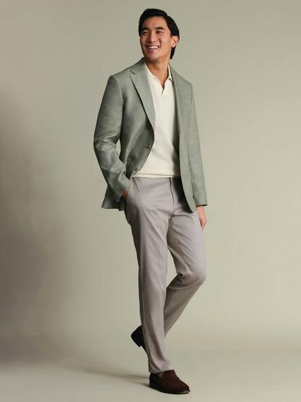 Charles Tyrwhitt Linen Blend Blazer, Sage Green - view 2, Sage Green