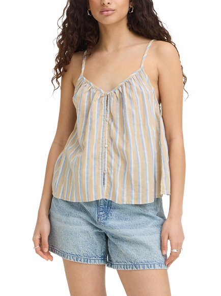 ICHI Iafoxa Stripe Cami Top, Blue, Blue