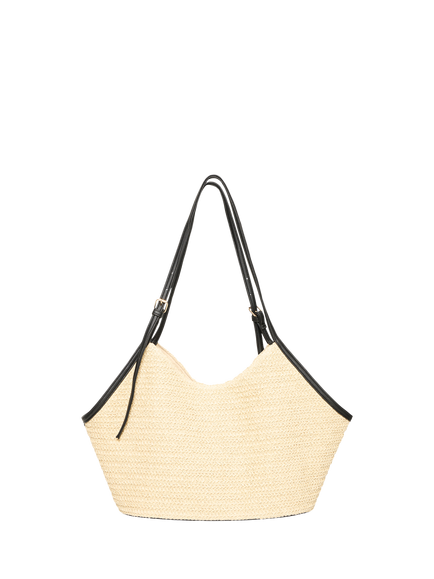 ICHI Ianilla Woven Tote Bag, Birch, Birch