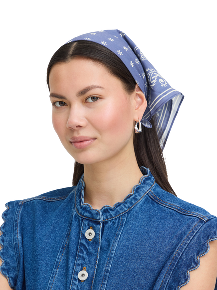 ICHI Iaelouise Paisley Scarf, Blue - view 2, Blue