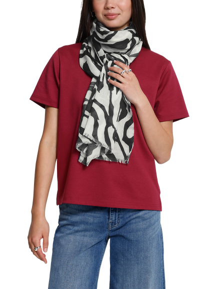 ICHI  Ialinno Zebra Print Scarf, Birch - view 2, Birch