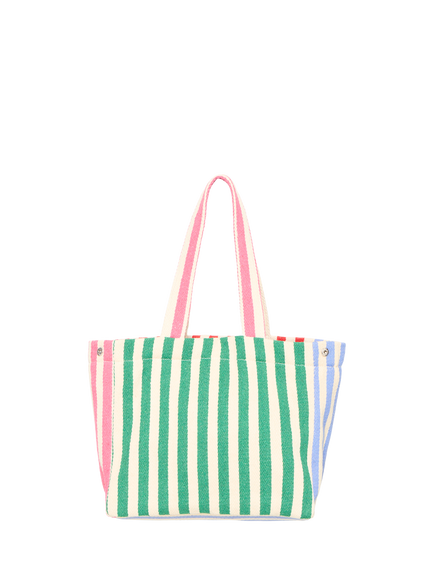 ICHI Iasio Striped Tote Bag, Birch, Birch