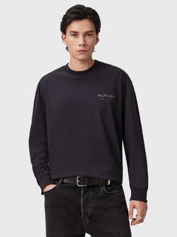 AllSaints Underground Cotton Crew Neck T-Shirt, Washed Black/Dakota, Washed Black/Dakota
