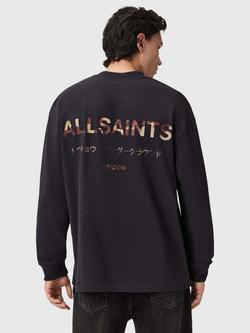 AllSaints Underground Cotton Crew Neck T-Shirt, Washed Black/Dakota - view 2, Washed Black/Dakota