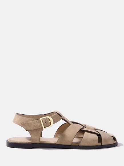 Mint Velvet Hadley Suede Fisherman Sandals, Natural, Natural