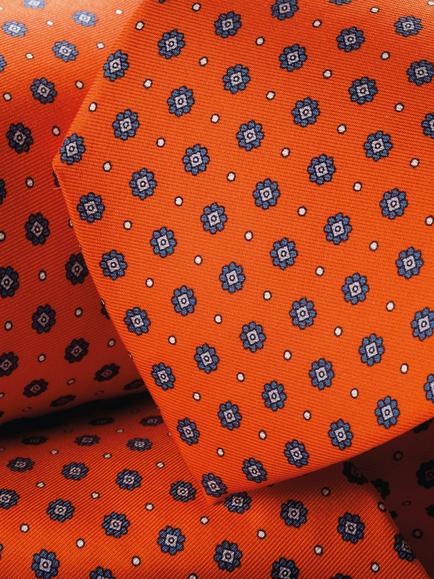 Charles Tyrwhitt Silk Tie, Orange/Blue - view 2, Orange/Blue