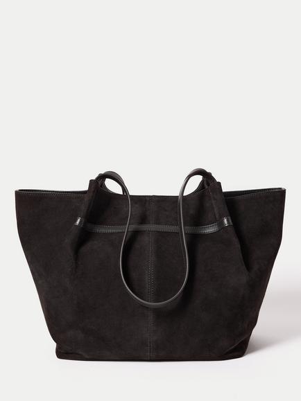 Jigsaw Pure Suede Shopper Tote Bag, Chocolate