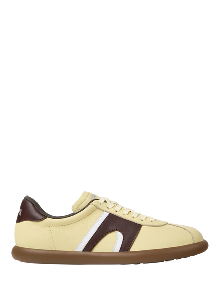 Camper Pelotas Soller Leather Lace Up Trainers, Yellow, Yellow