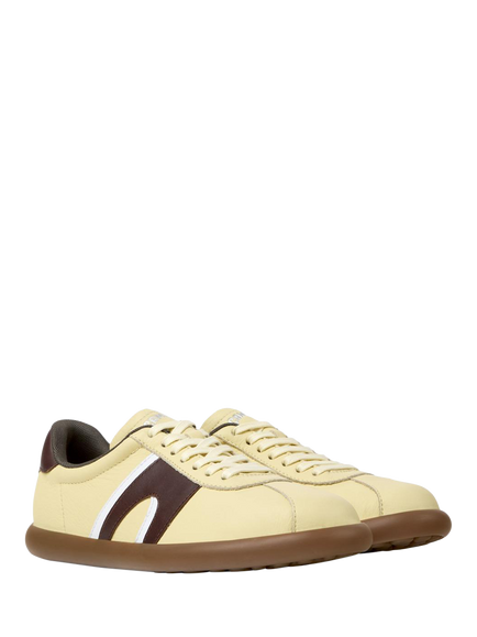 Camper Pelotas Soller Leather Lace Up Trainers, Yellow - view 2, Yellow