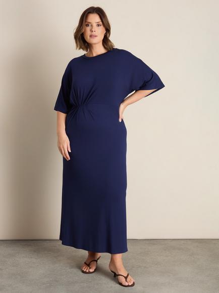 Live Unlimited Curve Pleated Waist T-Shirt Dress, Blue, Blue
