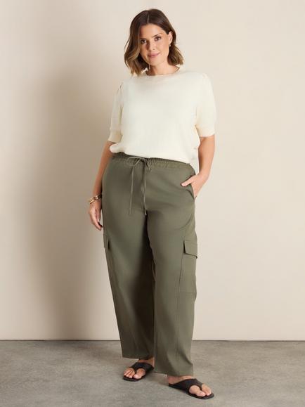 Live Unlimited Curve Horseshoe Barrel Leg Trousers, Green, Green