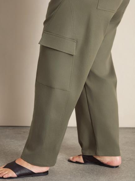 Live Unlimited Curve Horseshoe Barrel Leg Trousers, Green - view 2, Green