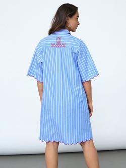 Sisters Point Edina Floral Embroidered Collared Short Sleeve Shirt Dress, Blue - view 2, Blue