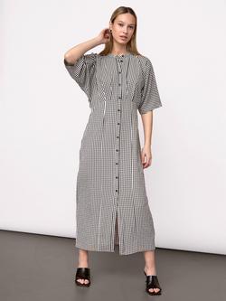 Sisters Point Eleo Check Print Shirt Dress, Cream/Black, Cream/Black