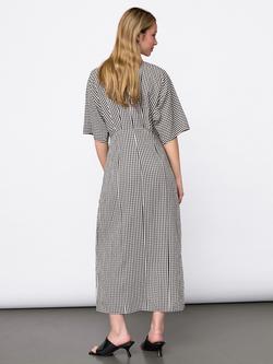 Sisters Point Eleo Check Print Shirt Dress, Cream/Black - view 2, Cream/Black