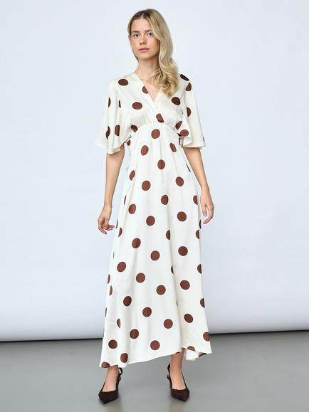 Sisters Point Gisela Polka Dot Maxi Dress, Cream/Brown Dots, Cream/Brown Dots