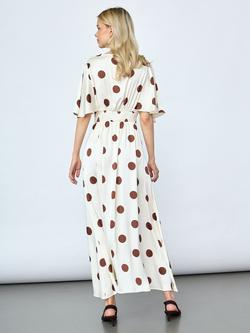 Sisters Point Gisela Polka Dot Maxi Dress, Cream/Brown Dots - view 2, Cream/Brown Dots