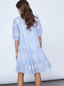 Sisters Point Ibon Striped Embroidered V-Neck Mini Dress, Blue - view 2, Blue