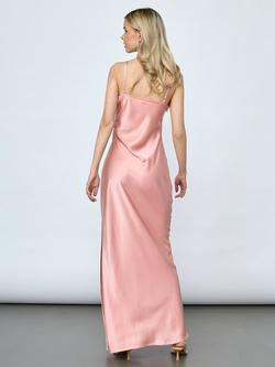 Sisters Point Nero Satin Side Slit Maxi Dress, Salmon - view 2, Salmon
