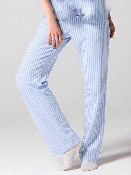 Mamu Stripe Long Cotton Pyjama Set, Blue, Blue