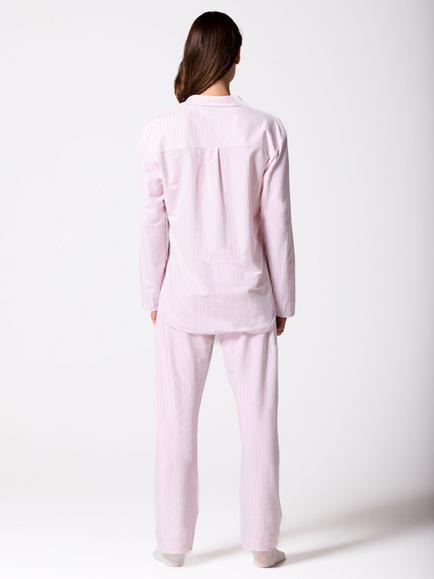 Mamu Stripe Long Cotton Pyjama Set, Pink - view 2, Pink