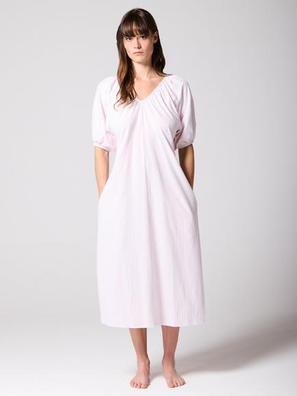 Mamu Boho Stripe Cotton Nightdress, Pink, Pink