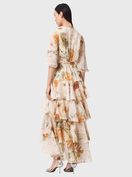 AllSaints Camellia Floral Print Tiered Maxi Dress containing LENZING™ ECOVERO™ Viscose, White - view 2, White