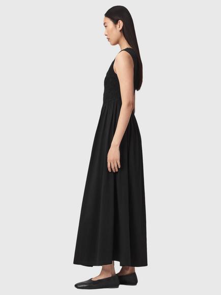 AllSaints Luna Cotton Crinkle Sleeveless Maxi Dress - view 2, Black