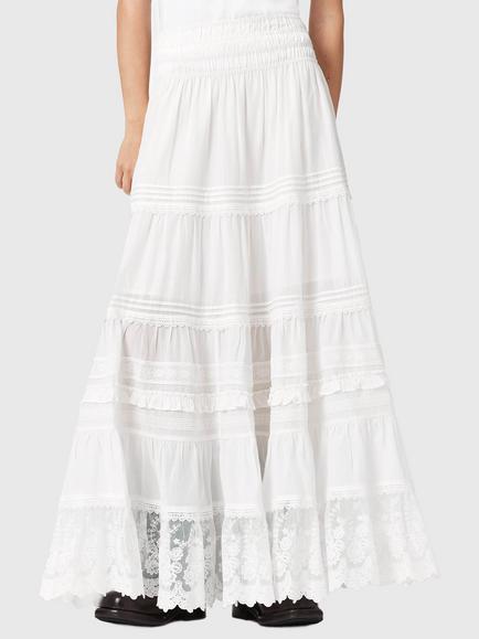 AllSaints Meadow Tiered Maxi Skirt, White, White