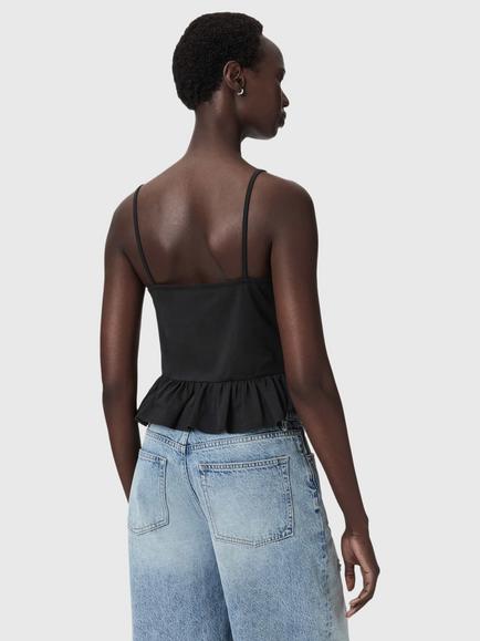AllSaints Georgia Broderie Anglaise Cropped Cami Top, Black - view 2, Black