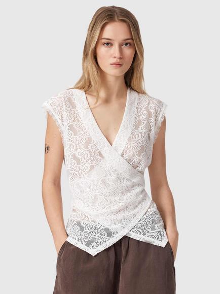 AllSaints Vera Lace Top, White, White