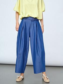 Sisters Point Gaki Wide Leg Cropped Trousers, Medium Denim, Medium Denim