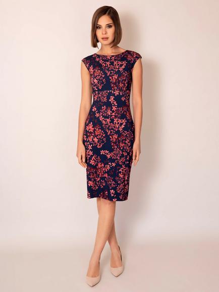 Alie Street Pippa Shift Knee Length Dress, Bronzed Blooms - view 2, Bronzed Blooms