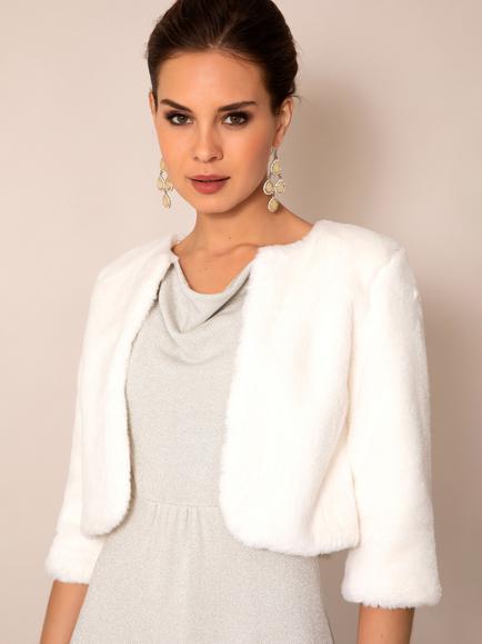 Alie Street Jaclyn Faux Fur Bolero, Ivory, Ivory