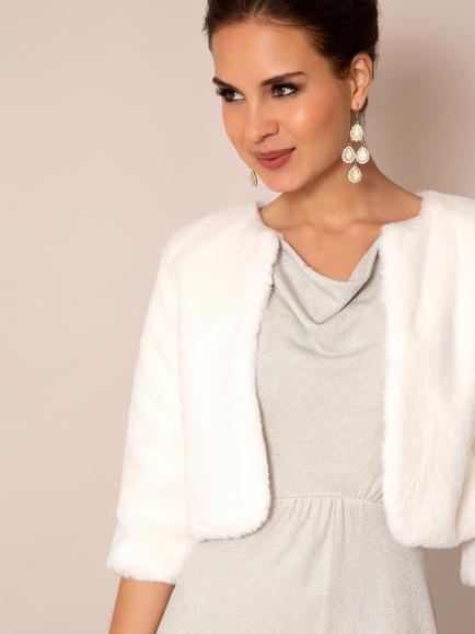 Alie Street Jaclyn Faux Fur Bolero, Ivory - view 2, Ivory