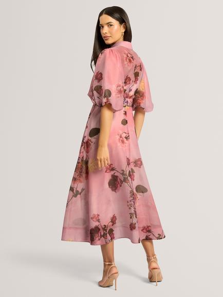Ted Baker Indyah Floral Print Midi Shirt Dress, Pink/Multi - view 2, Pink/Multi