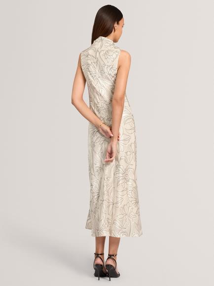 Ted Baker Zemera Sleeveless Floral Midi Dress, Cream/Black - view 2, Cream/Black