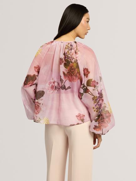 Ted Baker Cartha Floral Print Organza Blouse, Pink/Multi - view 2, Pink/Multi