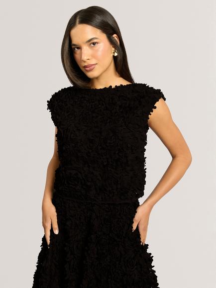 Ted Baker Bakaa Cap Sleeve Textured Top, Black, Black