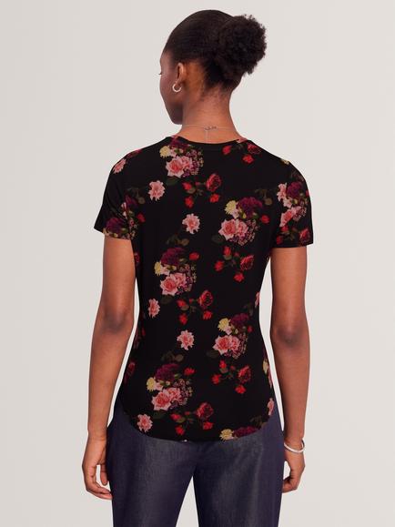 Ted Baker Myli Floral Print T-Shirt, Black/Red - view 2, Black/Red