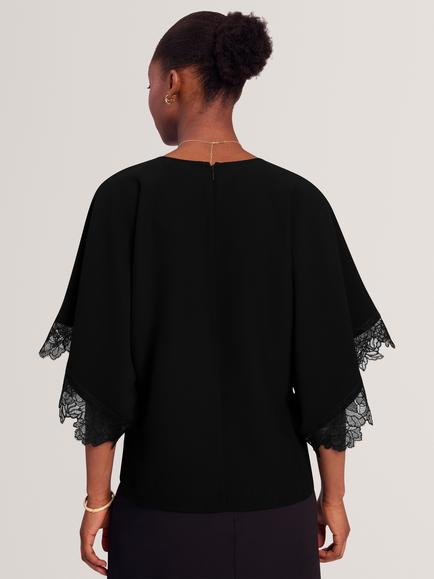 Ted Baker Neelai Short Sleeve Batwing Satin Top, Black - view 2, Black