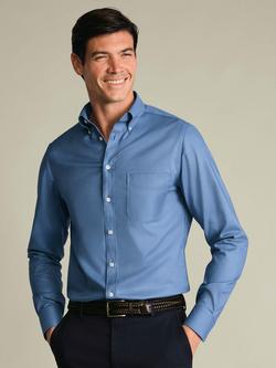 Charles Tyrwhitt Cotton Rich Non-Iron Stretch Shirt, Light Blue, Cornflower Blue
