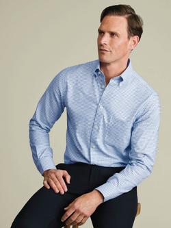 Charles Tyrwhitt Cotton Rich Non-Iron Stretch Shirt - view 2, Mid Blue
